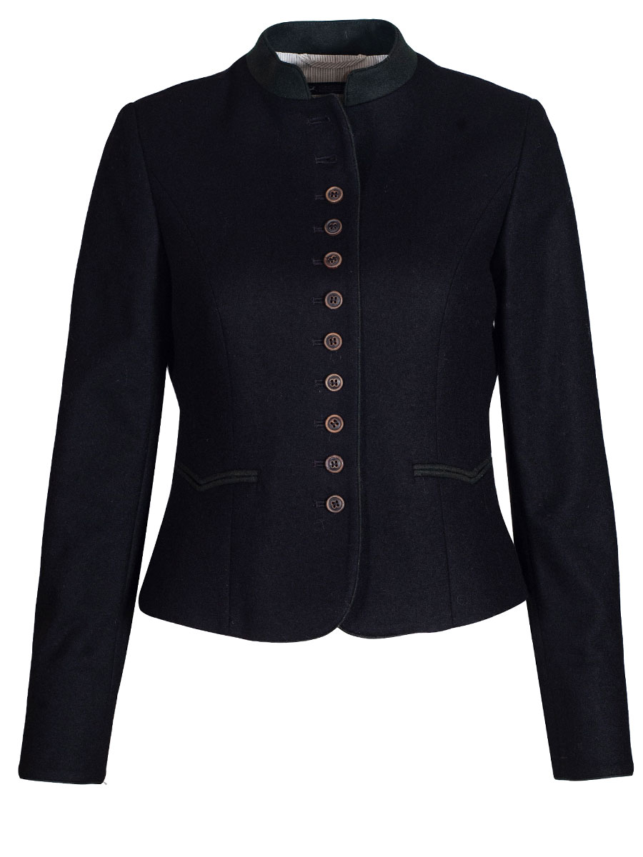 Bauer Lodenjanker schwarz, grünes Paspol