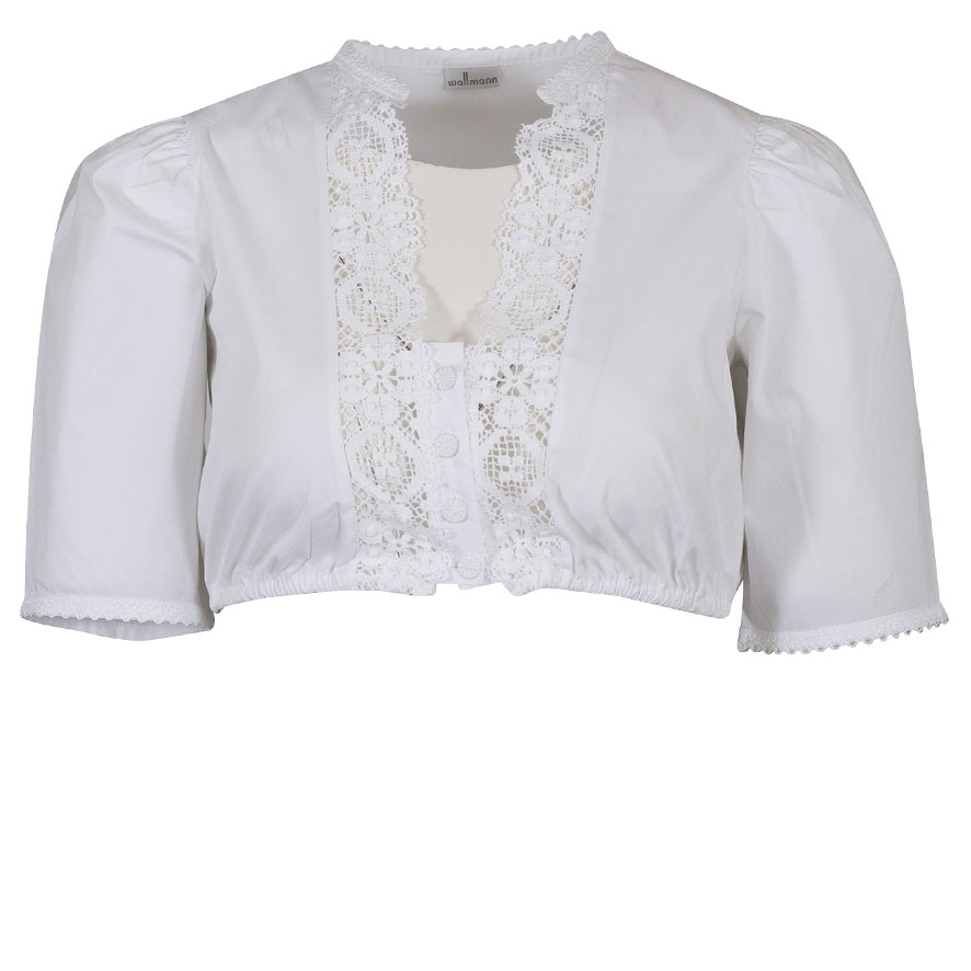 Wallmann Dirndlbluse Leilani, weiß, Spitzeneinsatz