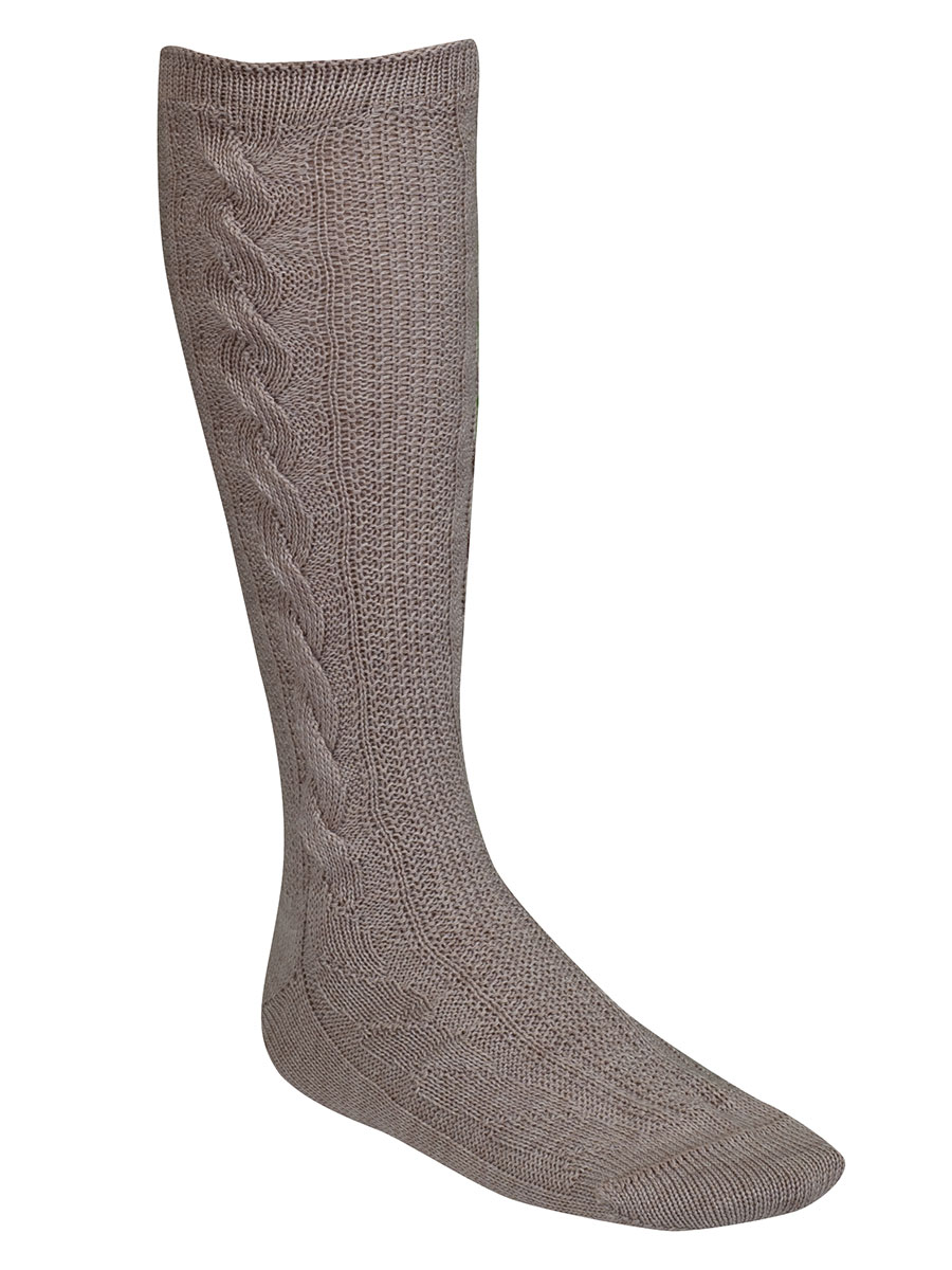 Lusana Kniestrumpf beige Handzopf, perfekte Passform