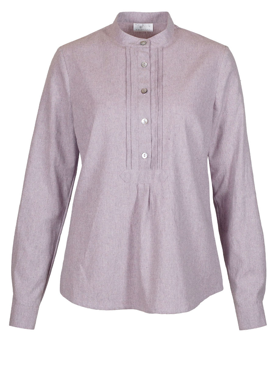 Waldorff Flanell Damenbluse rosenholz, Langarm, Pfoad
