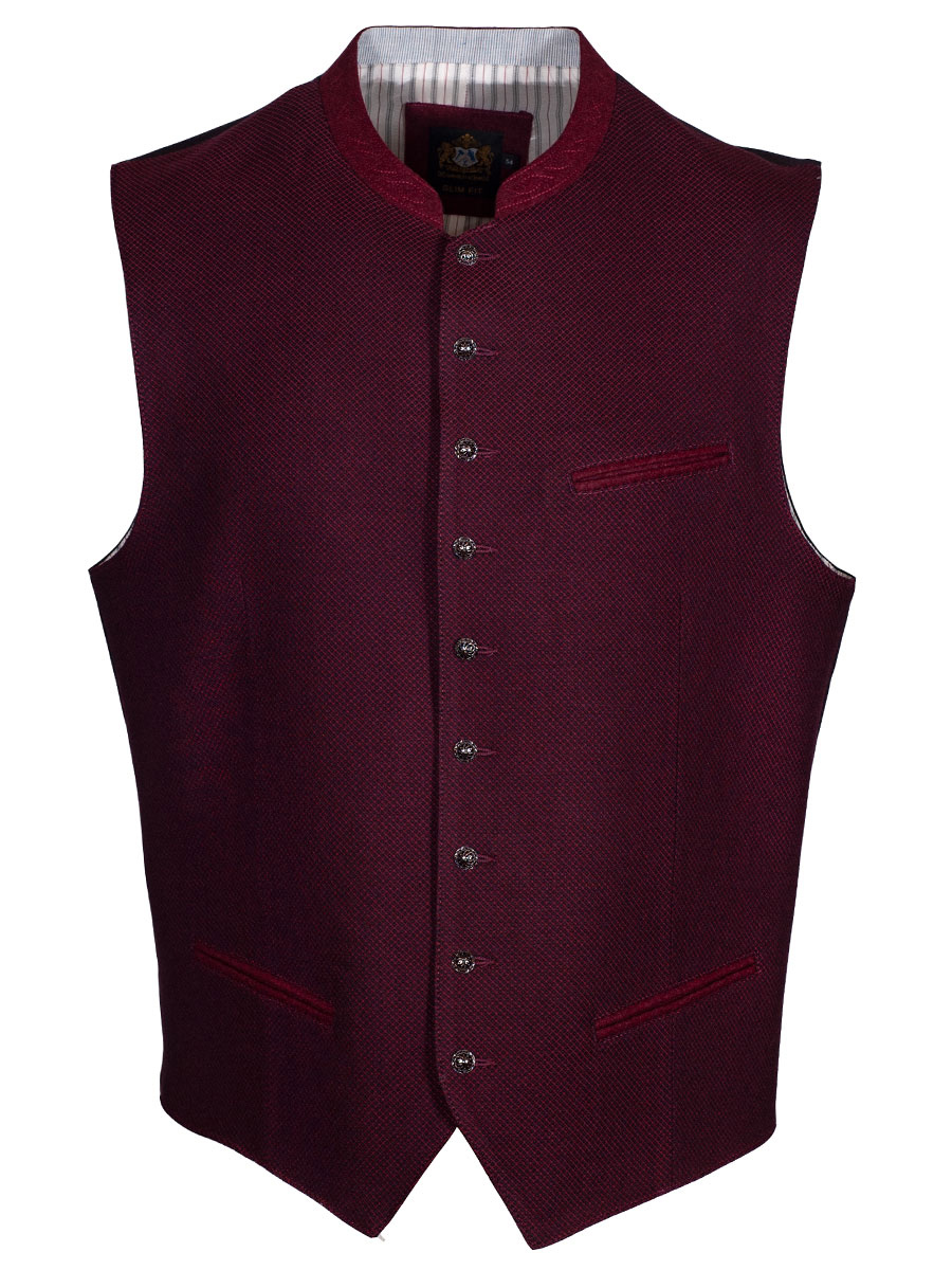 Hammerschmid Herrenweste Mirko, weinrot, schwarz-weinrot  Rücken, Slim Fit