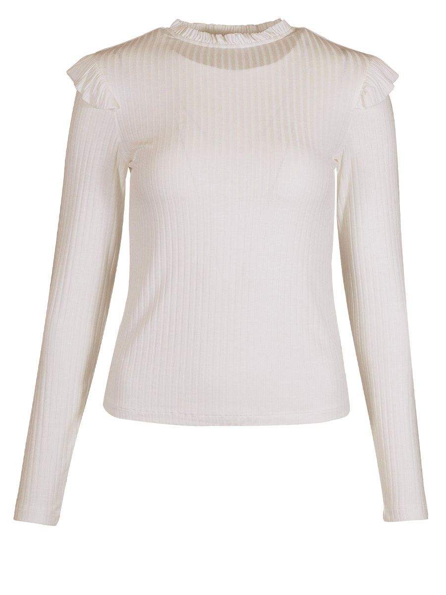 Feli und Hans Langarmshirt Liona, ecrue, Rüschen, Rippstruktur