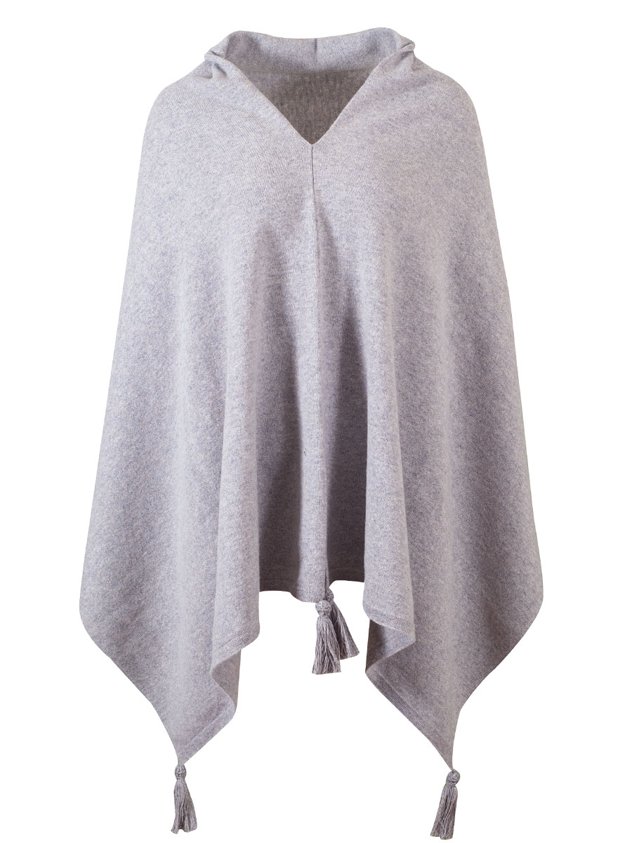 Astrifa Woll-Poncho Teufenbach, chrom, hellgrau