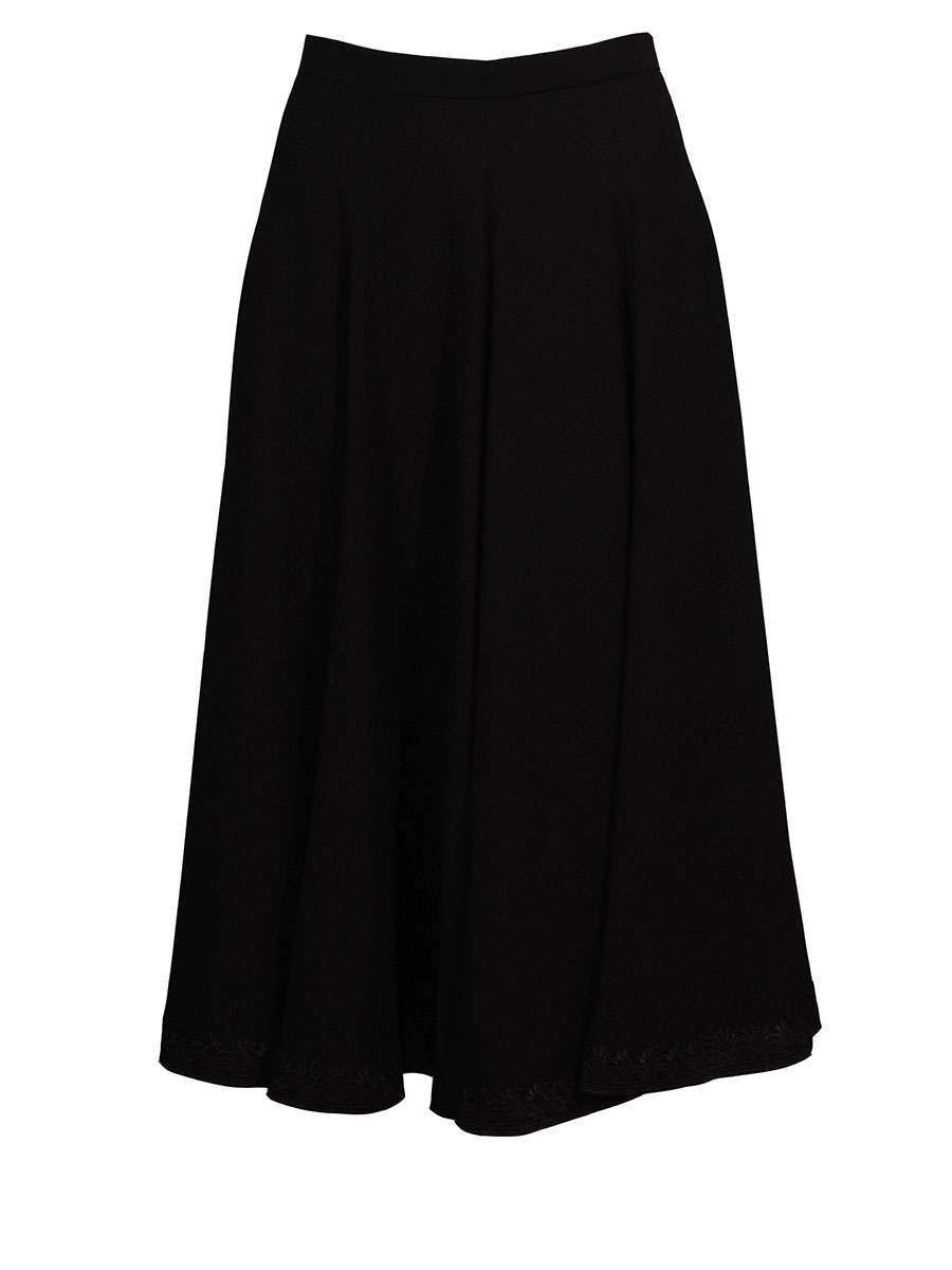 Wenger Sandy Faltenrock, schwarz, festlich, Borte