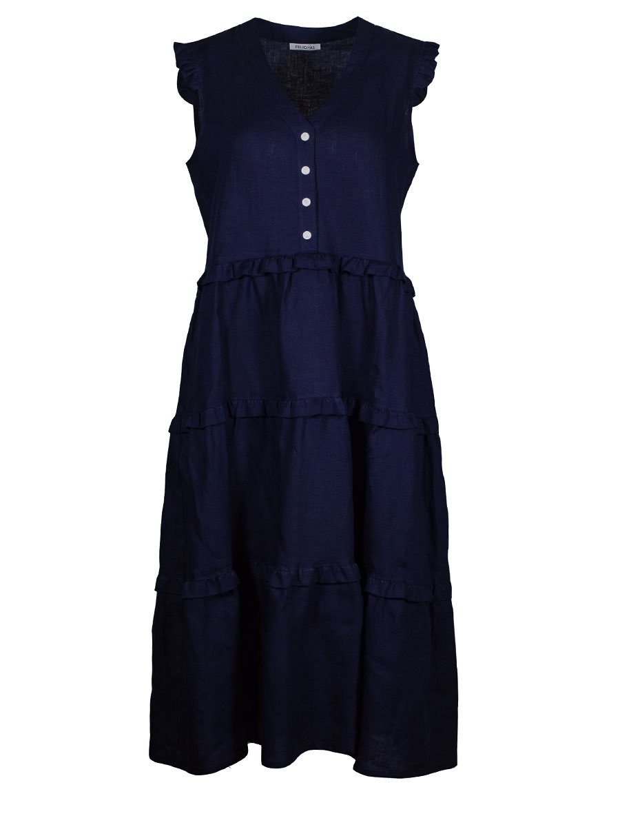 Feli und Hans Leinenkleid Klea, lang, marine, Sommerkleid