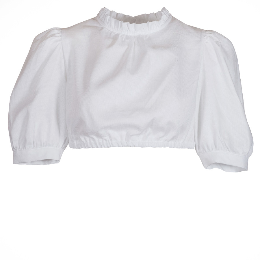 Hammerschmid Dirndlbluse Franka, weiß, hochgeschlossen, Rüschenkragen