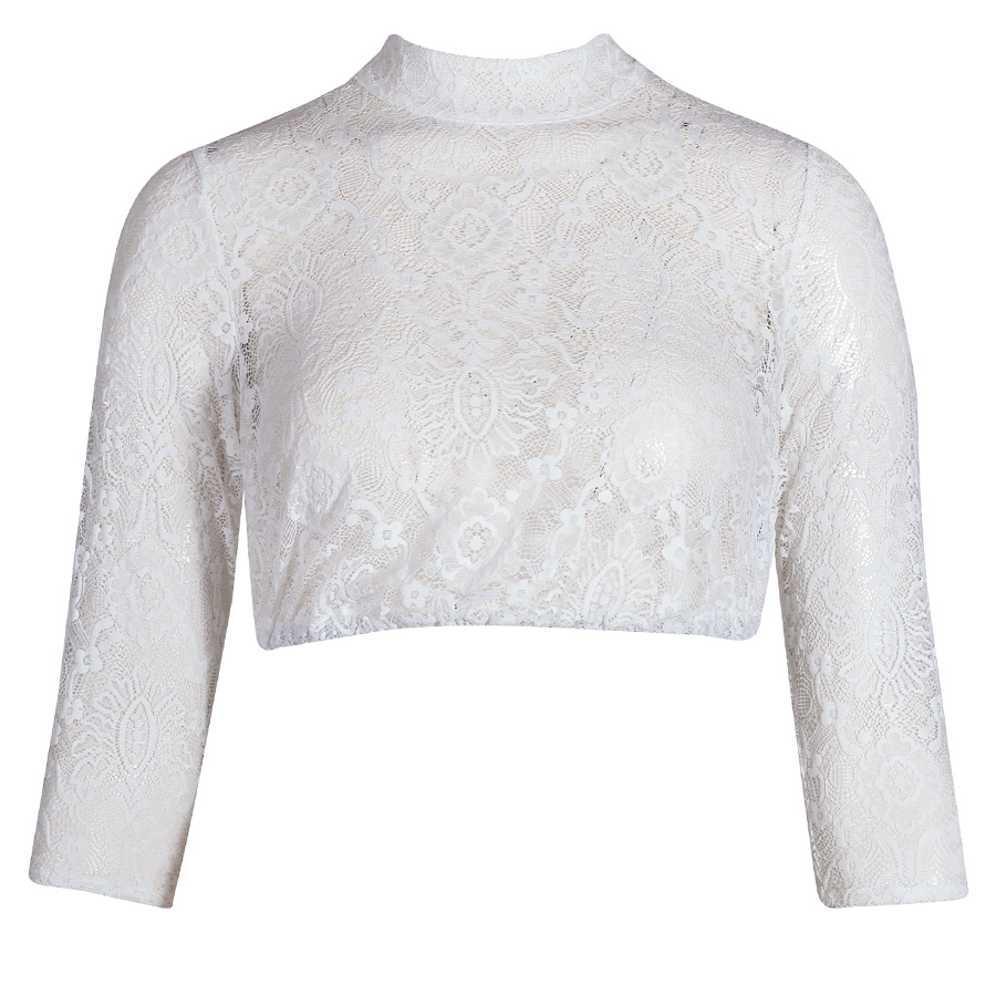 Hammerschmid Babsi Dirndlbluse, hochgeschlossen, Spitze, weiß, 3/4-Arm
