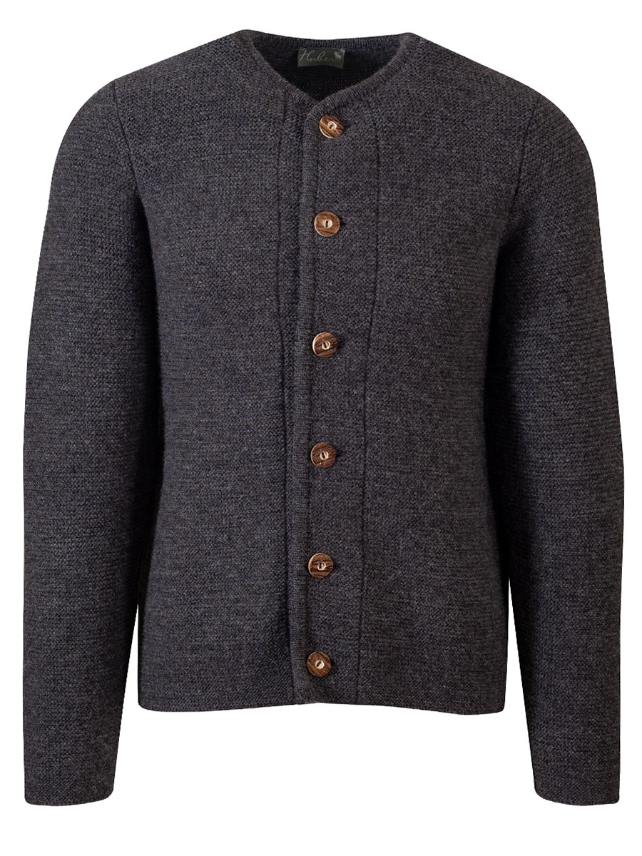 Huber Strickjacke Gerhard, anthrazit, Hirschhornknöpfe