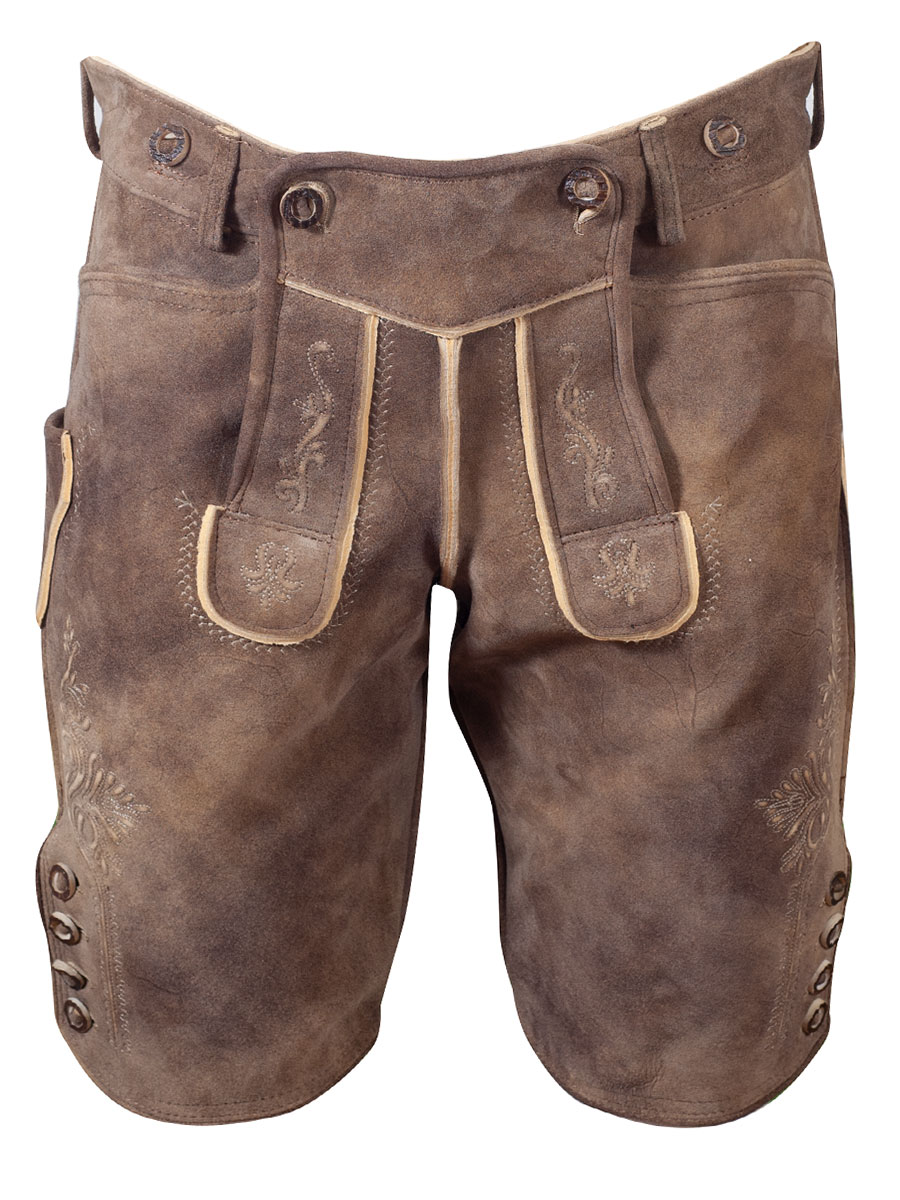 Weinbauer Kurze Lederhose Donau, Ziegenvelour, eiche