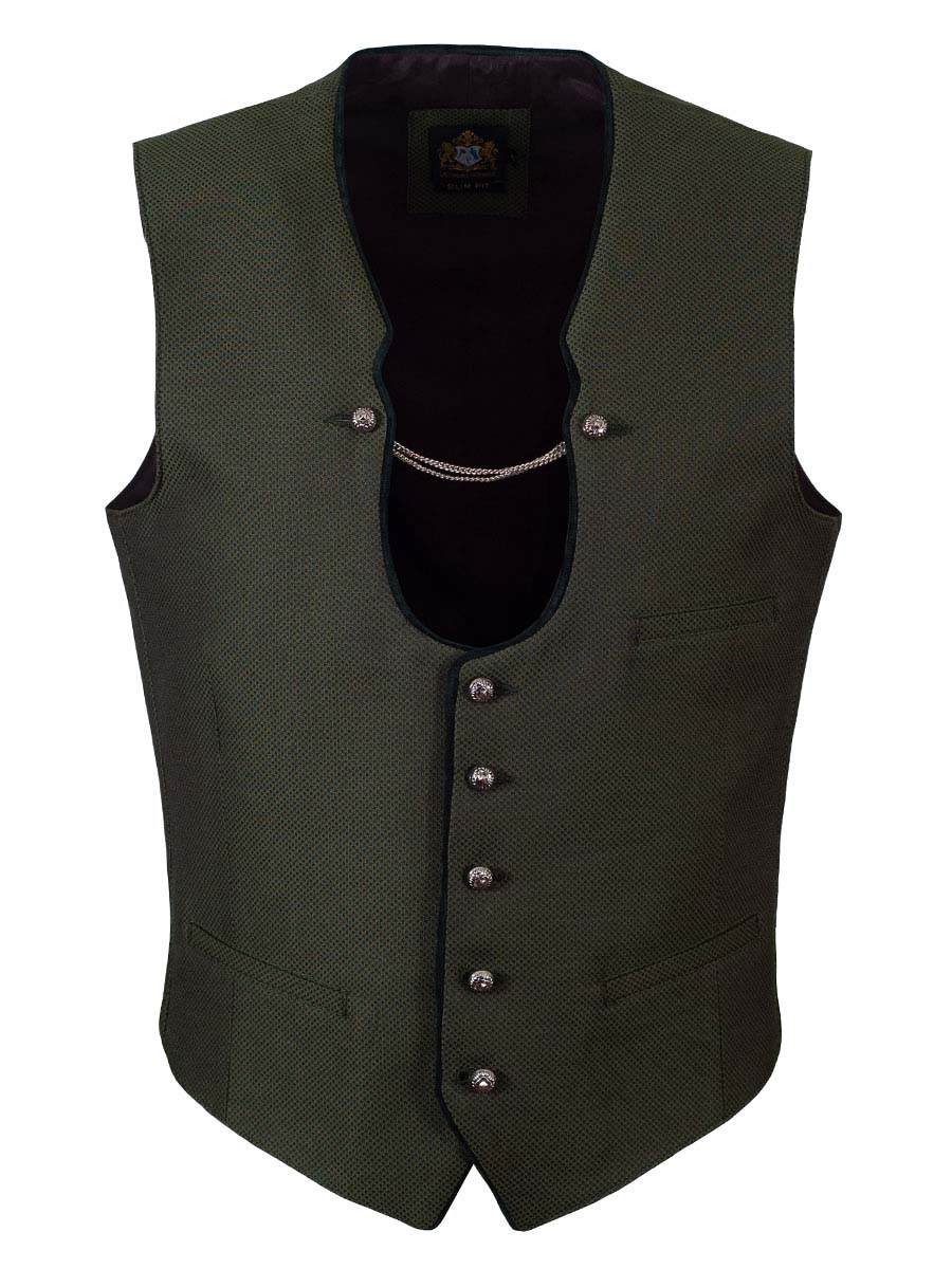 Hammerschmid Trachtenweste Josh, grün-schwarz, traditionell, mit Kette