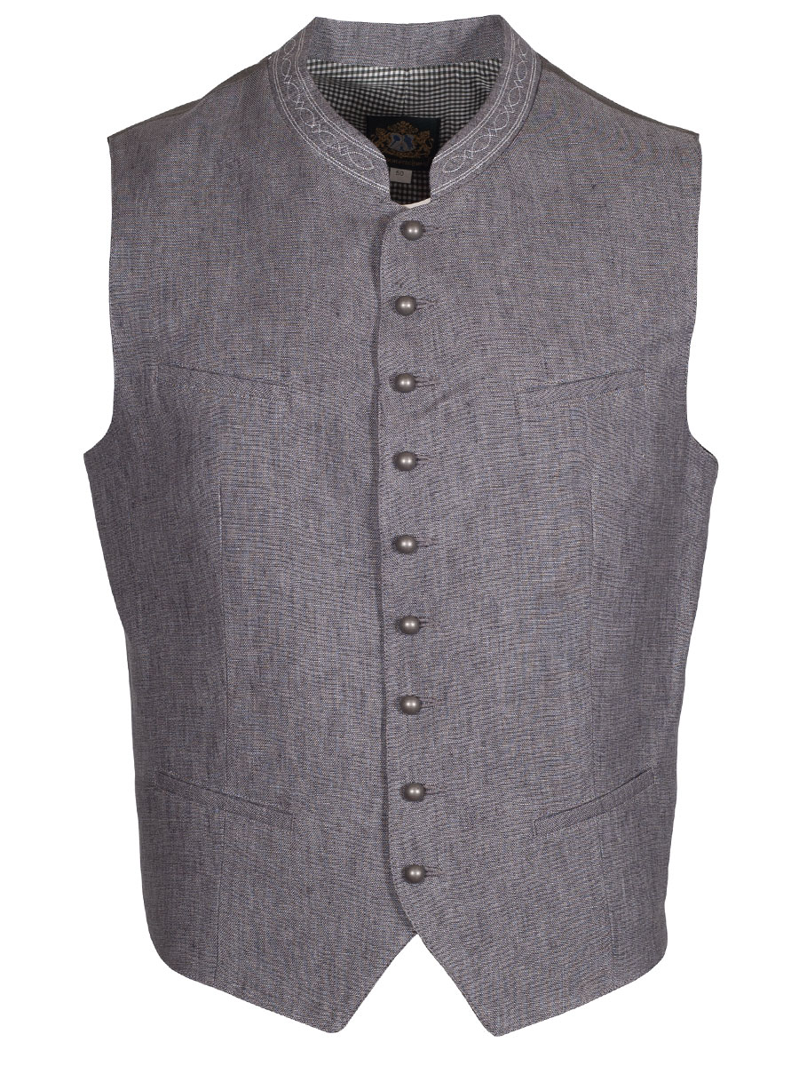 Hammerschmid Leinenweste Baltes, hellgrau, Herren, Futterrücken mit Riegel