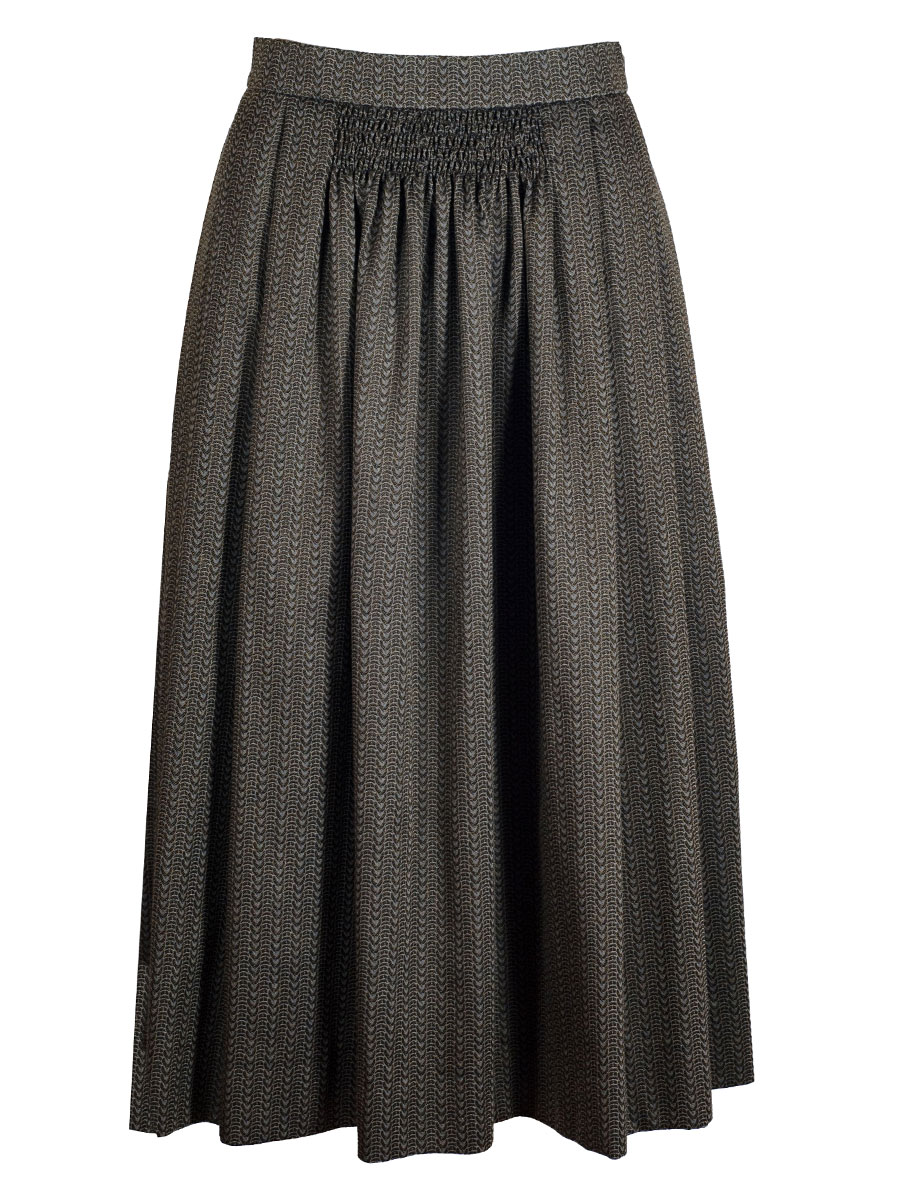 Anno Domini Faltenrock Stasi, oliv, gemustert, lang