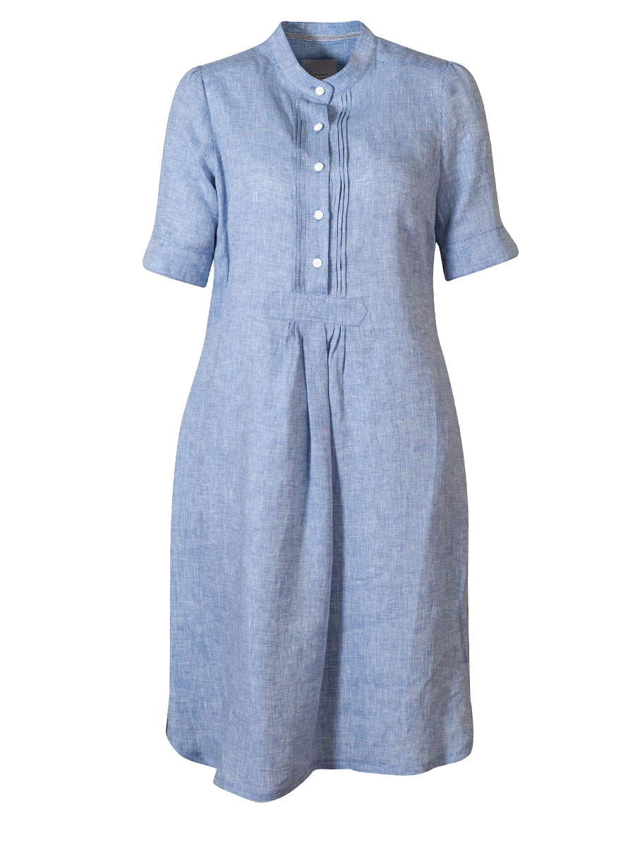 Moser Leinenkleid Kleo, rauchblau, Kurzarm