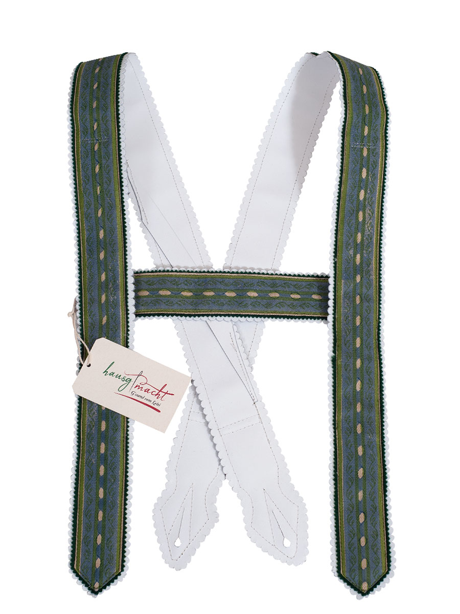 Träger Handdruck in grün-blau, 6 cm breit, mit Zacken