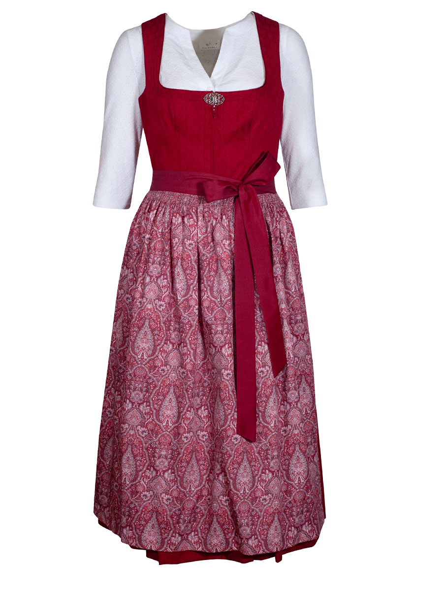 Wenger Rosalie Dirndl, rot, Reißveschluss Schließe, 80cm