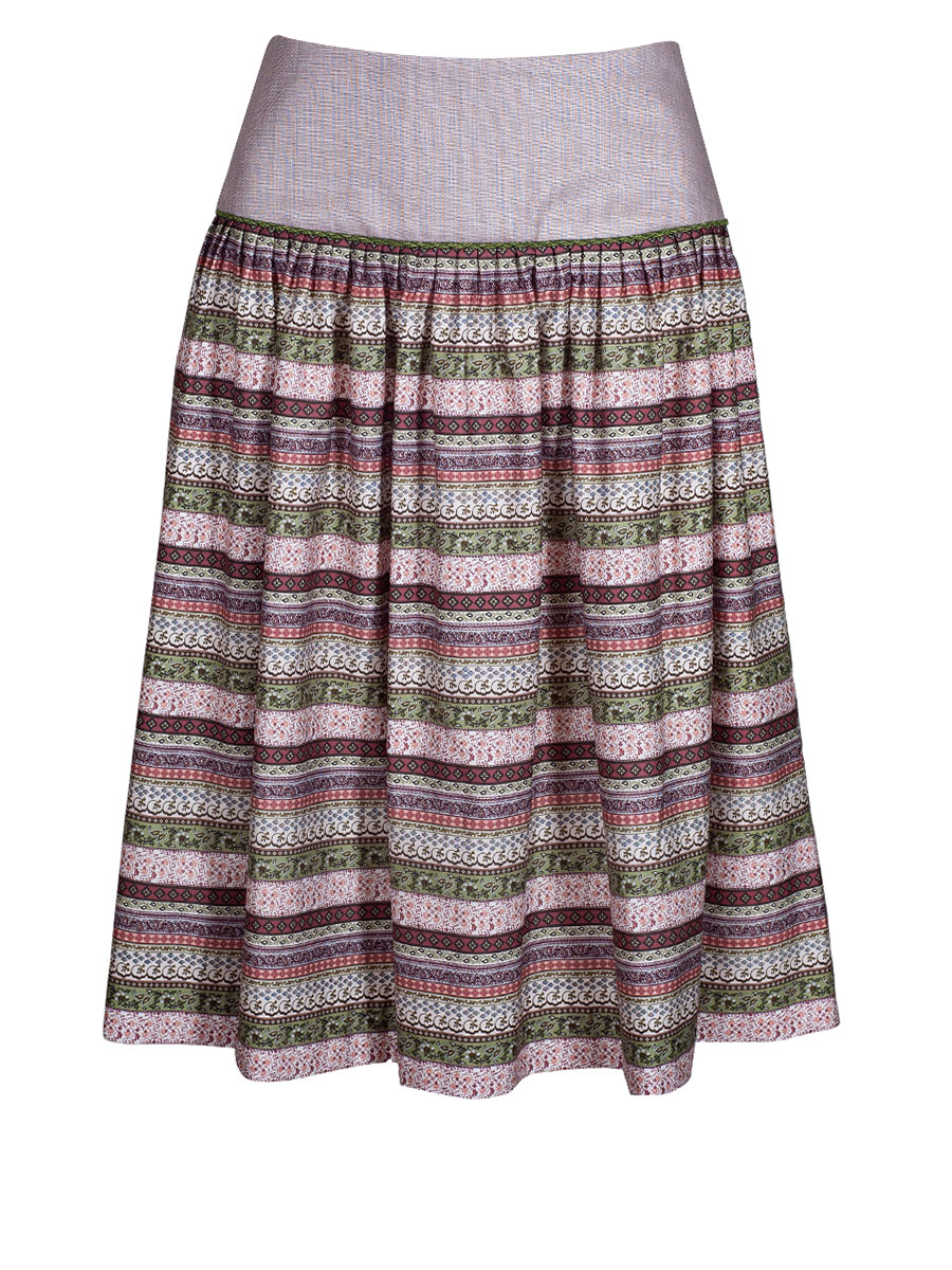 Berwin & Wolff Sattelrock, rot-oliv, gestreift, gemustert