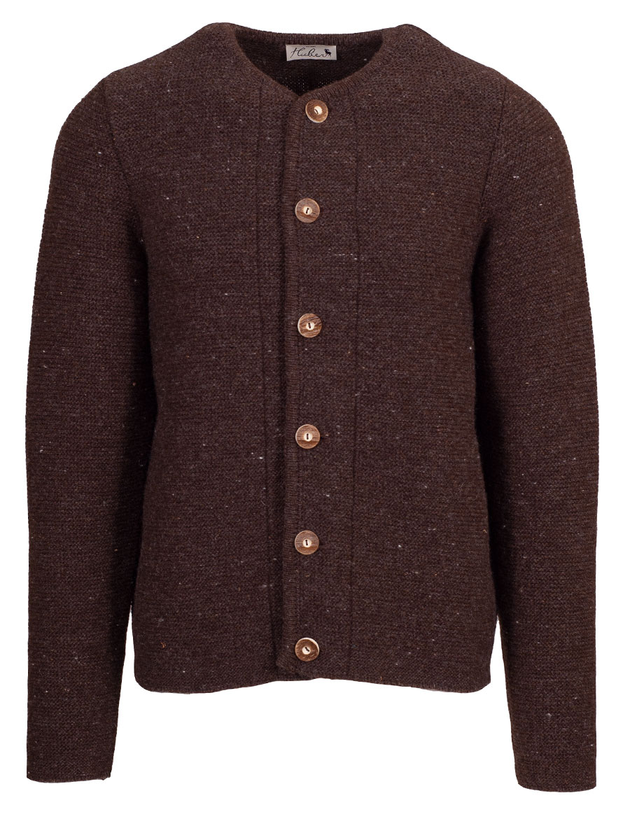 Huber Strickjacke Gerhard, dunkelbraun, Hirschhornknöpfe
