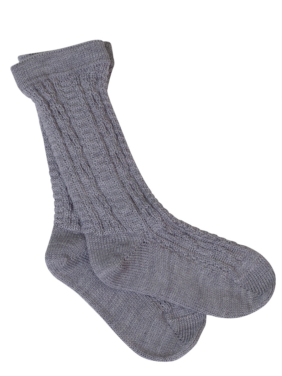 Lusana Kniestrumpf, Buben, mittelgrau, Zopfmuster