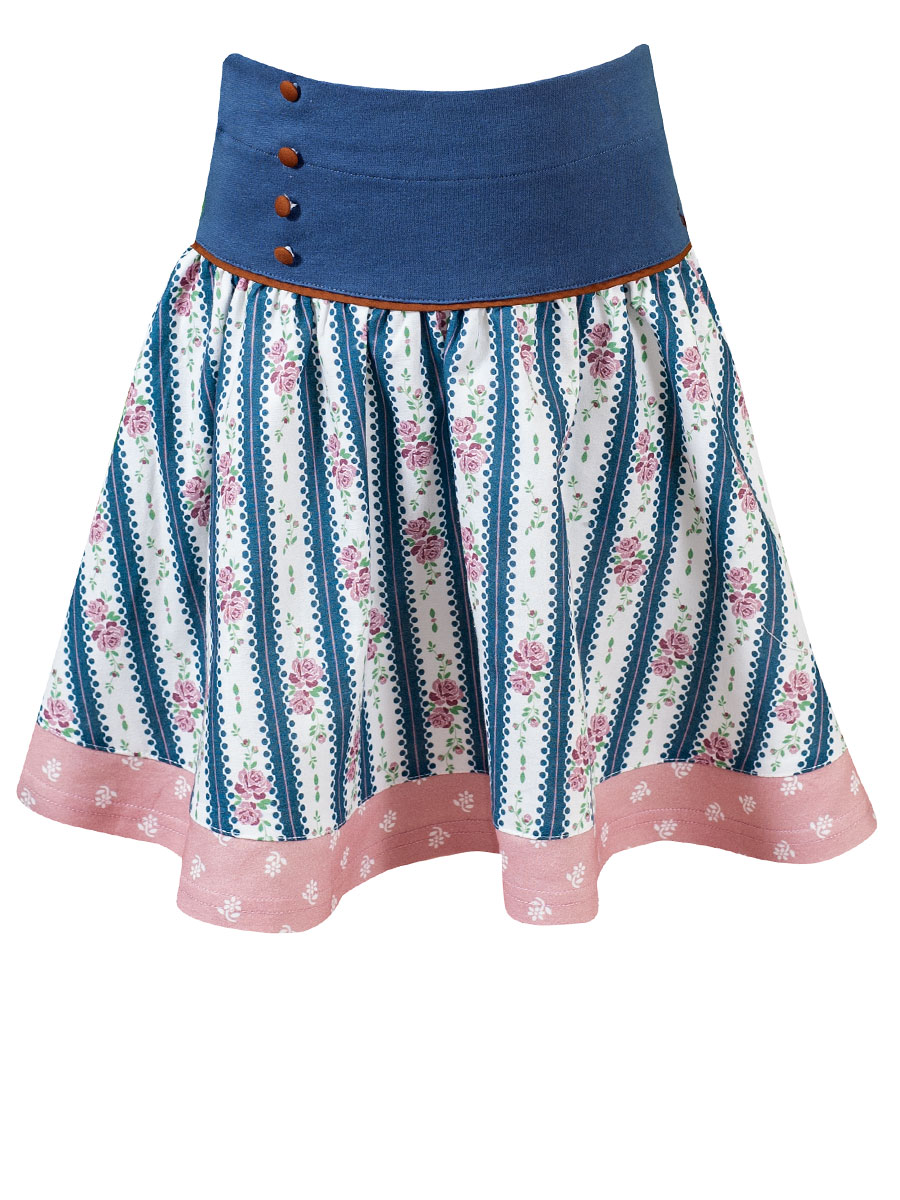 Mogo Valeriehöhe Mädchenrock, rosa-blau, Blumenmuster