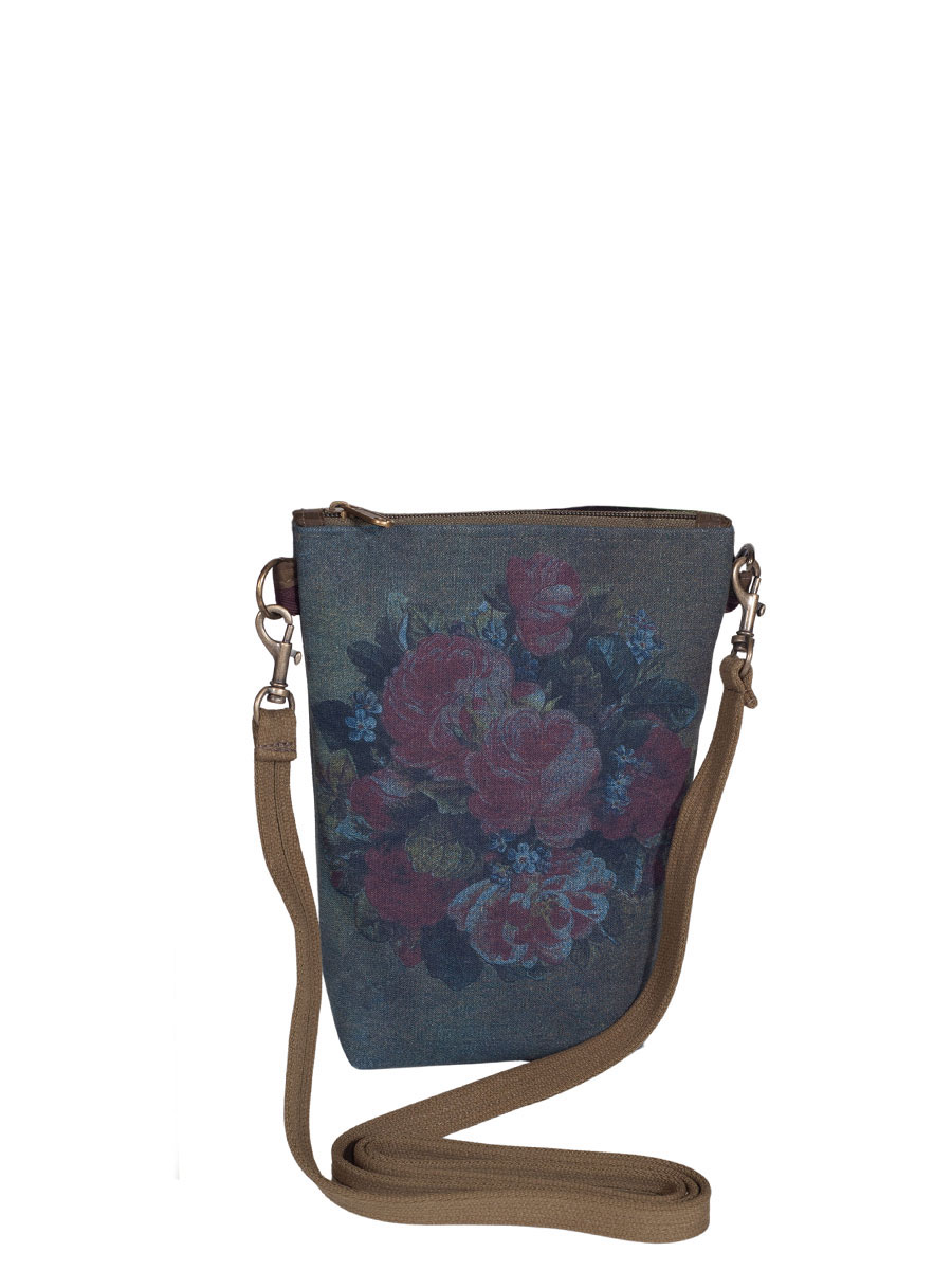 Guido Umhängetasche, smoky, Motiv Rose, Leinen