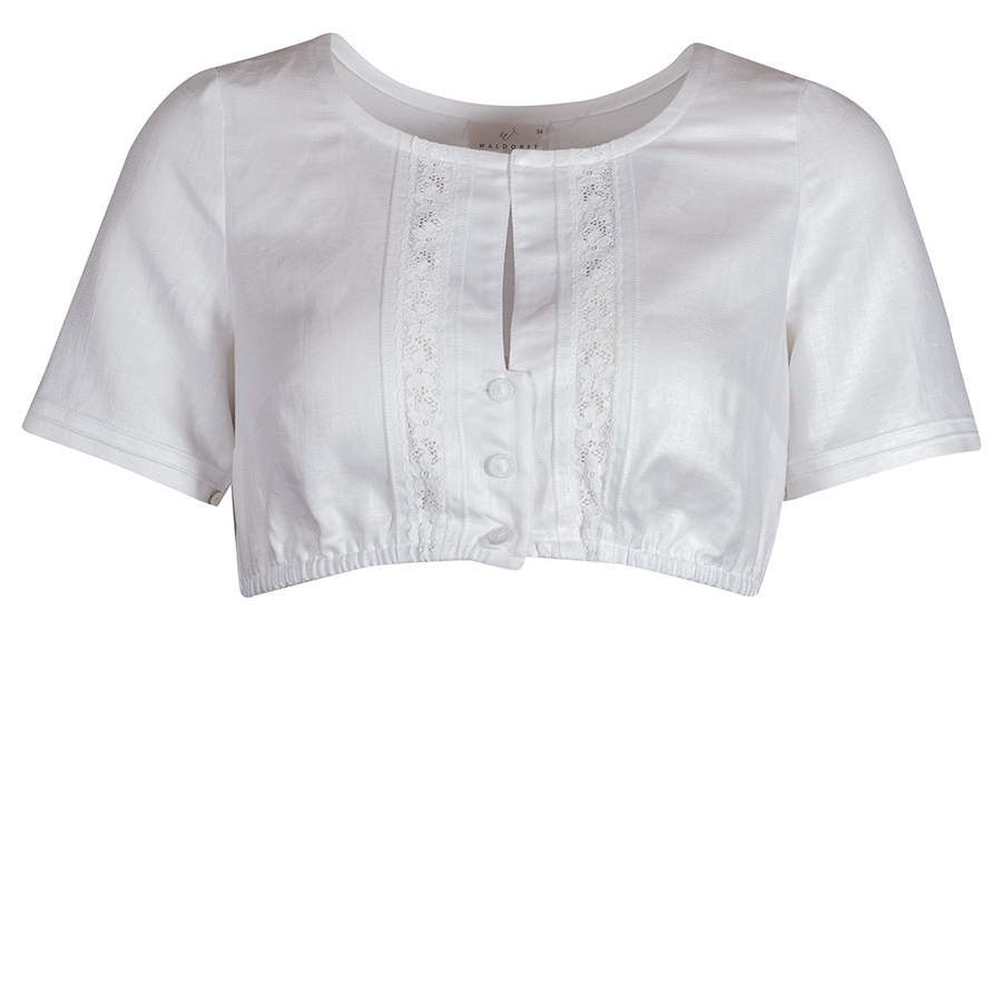 Waldorff Dirndlbluse, Leinen, Hackenverschluss, Spitzenborte