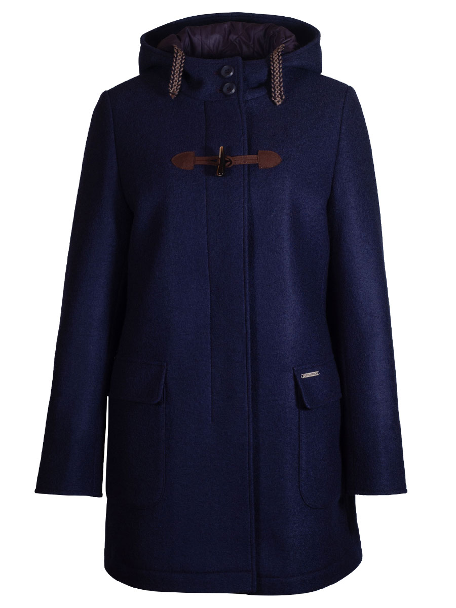 Bauer Wintermantel, blau, Kapuze, Knebelverschluss