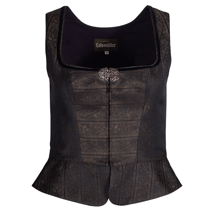 Wenger Spenzer Igls, schwarz-oliv, festlich, Brosche