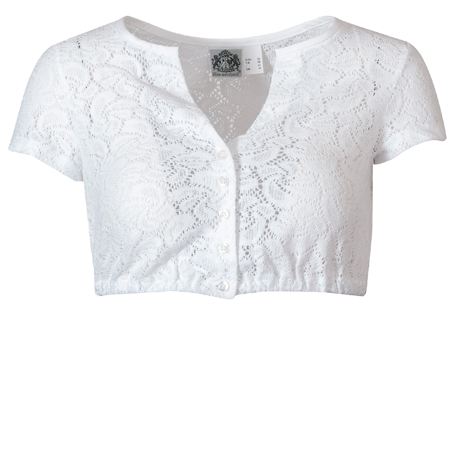 Hammerschmid Shirt-Dirndlbluse Gerlinde, Lochmuster, Kurzarm, hochgeschlossen