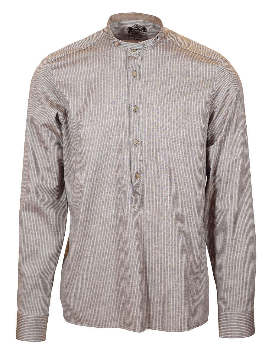 Hammerschmid Trachtenhemd, oliv-weiß gestreift, Pfoad, Stehkragen, Slim