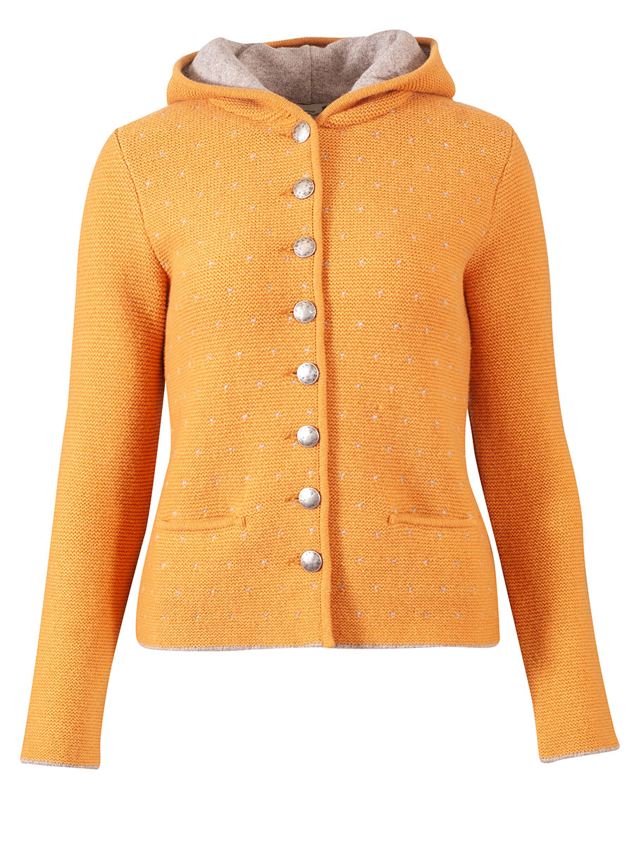 Kapuzen-Strickjanker Arbon, gold, beige Tupfen