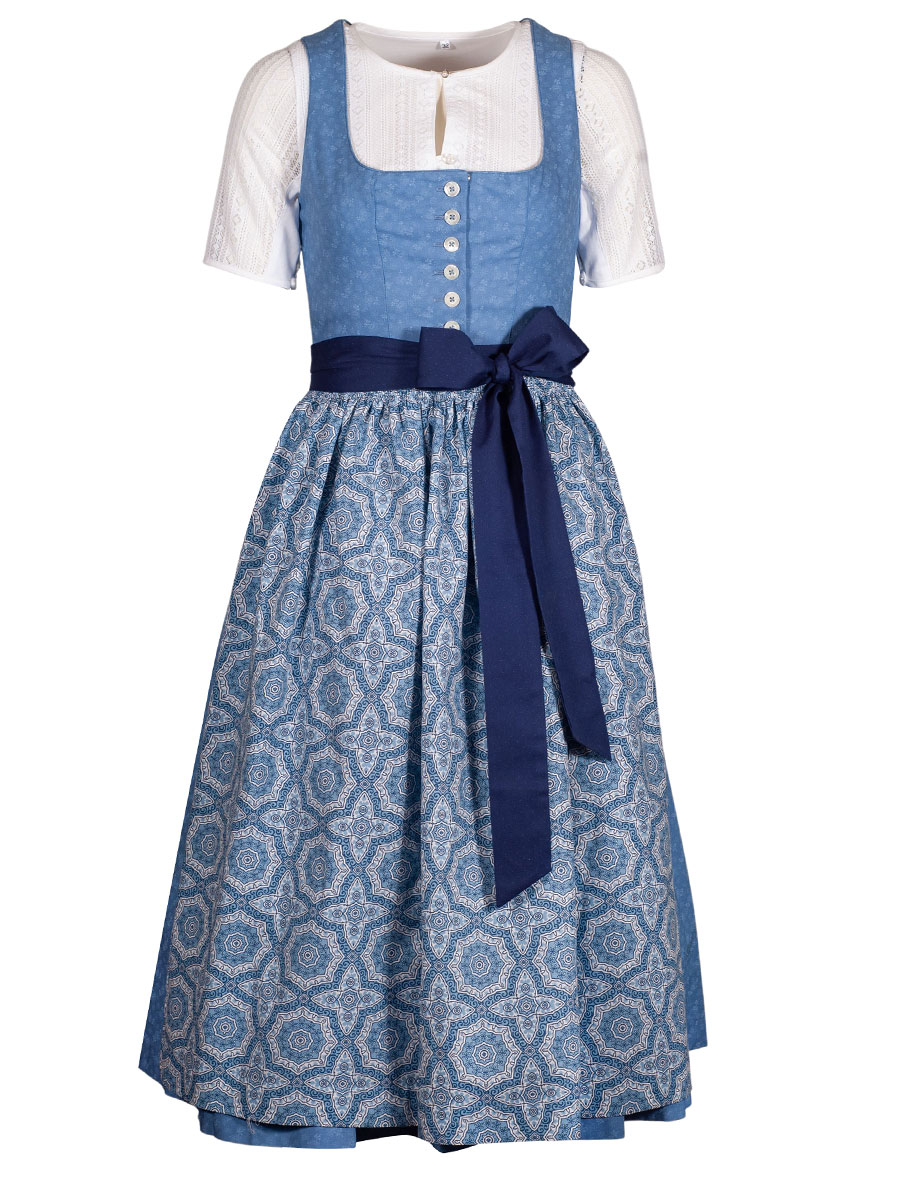 hausg'macht Pillersee Baumwolldirndl, hellblau-blau, 80lg