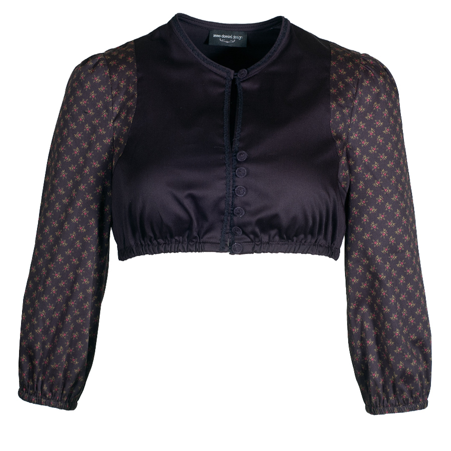 Anno Domini Design Dirndlbluse Aga, 3/4-Arm, schwarz, geblümt