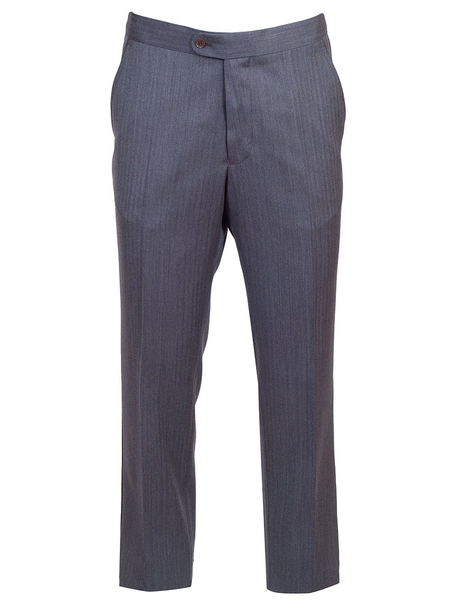 Viererspitz Stresemannhose Jakob, hellgrau, seitlich grünes Paspol