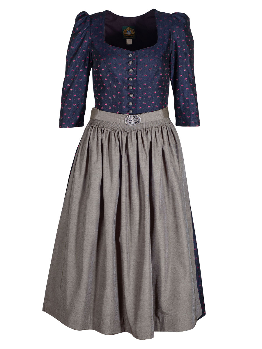 Hammerschmid Ammersee Dirndl, festlich, mit 3/4-Arm, blau, geblümt, 80lg