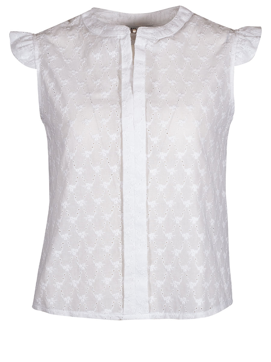 Feli und Hans Selina Sommertop, weiß, Lochmuster, Rüschenärmel