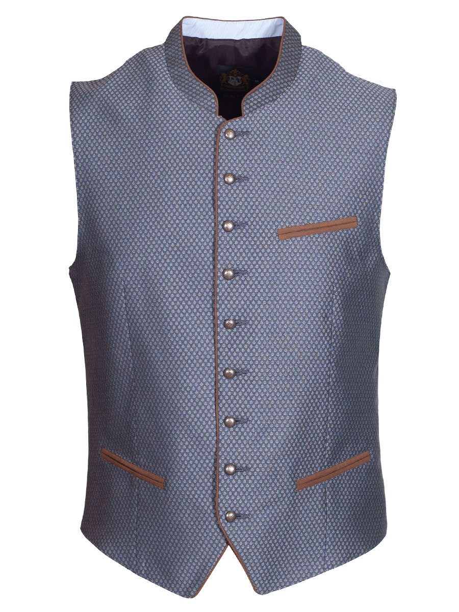 Hammerschmid Herrenweste Oliver, rauchblau, gemustert, Baumwollrücken