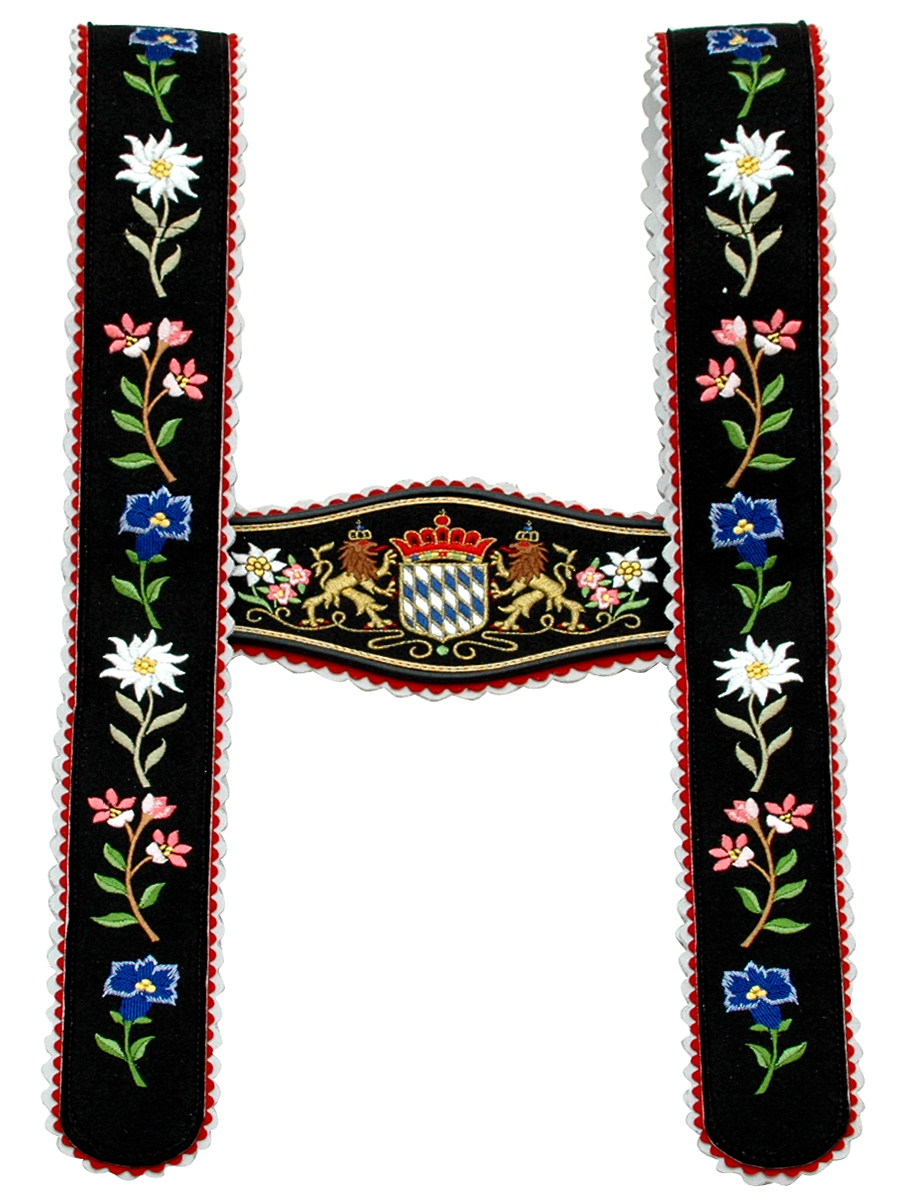 Träger Nr.2 Werdenfels schwarz, bestickt, Löwe