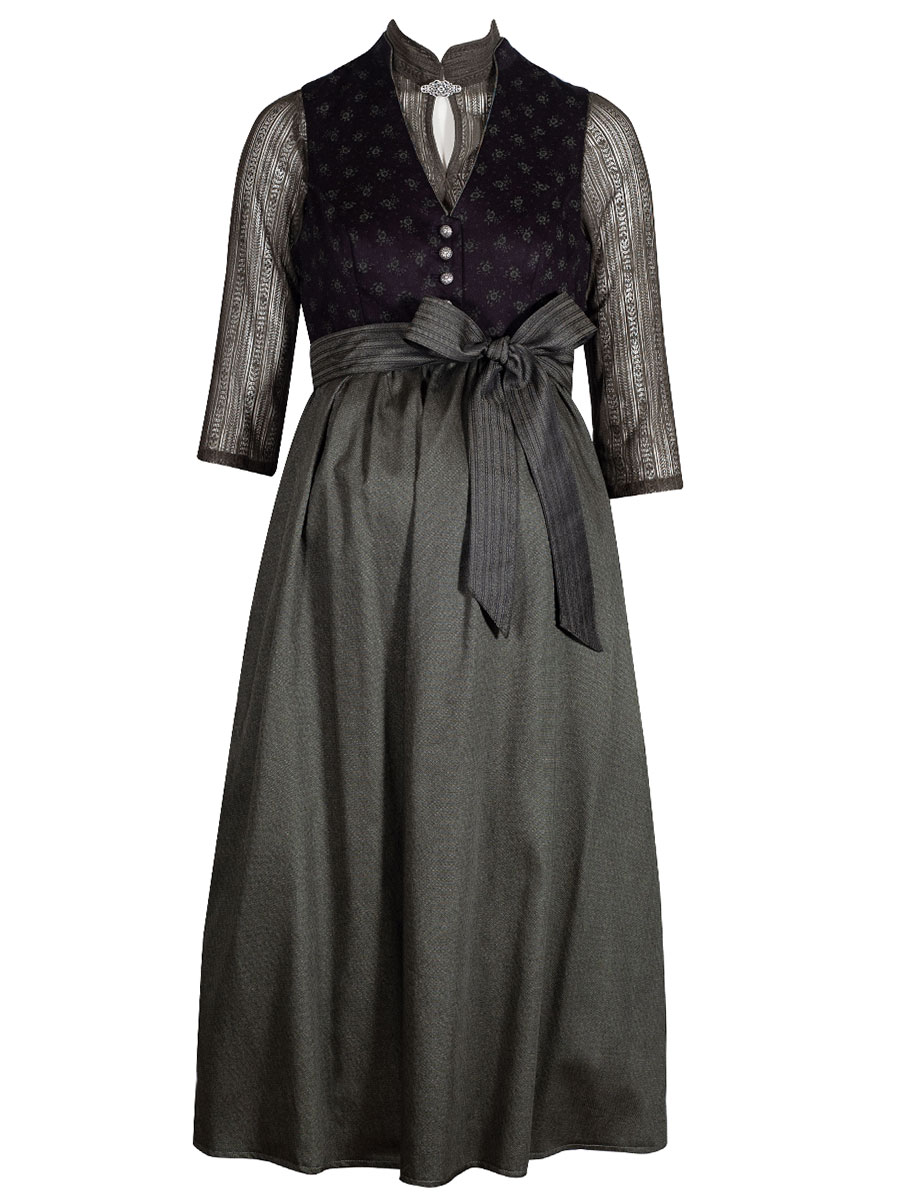 Berwin & Wolff Umstandsdirndl schwarz-oliv, ärmellos, Stoffgürtel