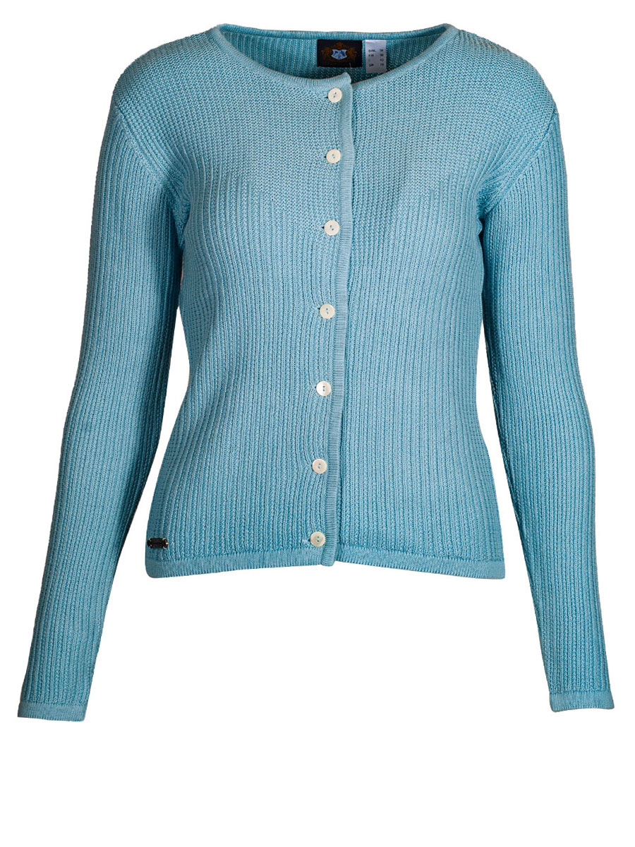 Hammerschmid Strickjacke Arburg, türkis, Perlmuttknöpfe