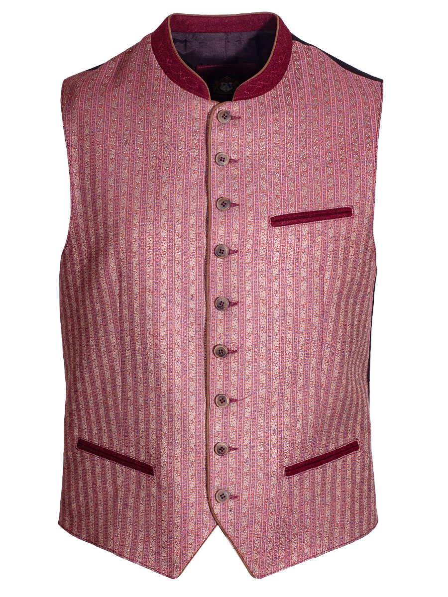 Hammerschmid Herrenweste Samu, rot-beige, Streifenmuster, Baumwollrücken